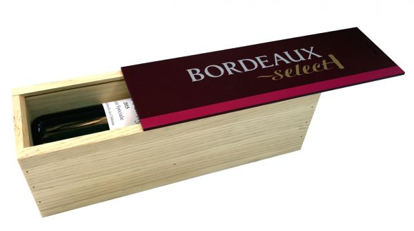 Coffret cadeau vide en bois de pin de qualité 1 bouteille Bordeaux Select